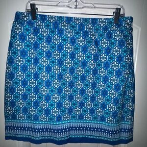 Talbots Blue and White Patterned Mini Skirt